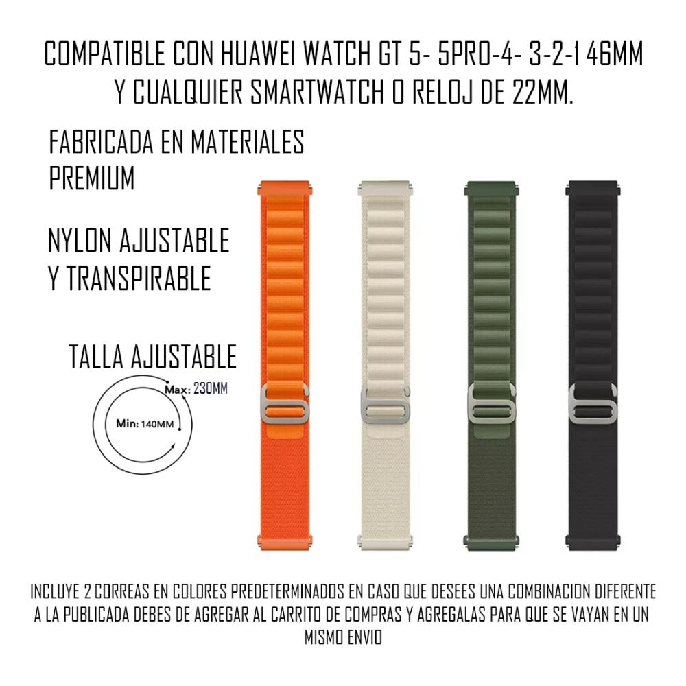 Correa 22mm Nylon 2pc Para Huawei Watch Gt 5/4/3 Pro 46mm