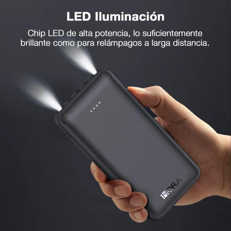 Power Bank Batería Portátil Carga Rápida 10000mah 1hora Negro Con 4 Cables Micro Usb / V8 Ip Tipo C