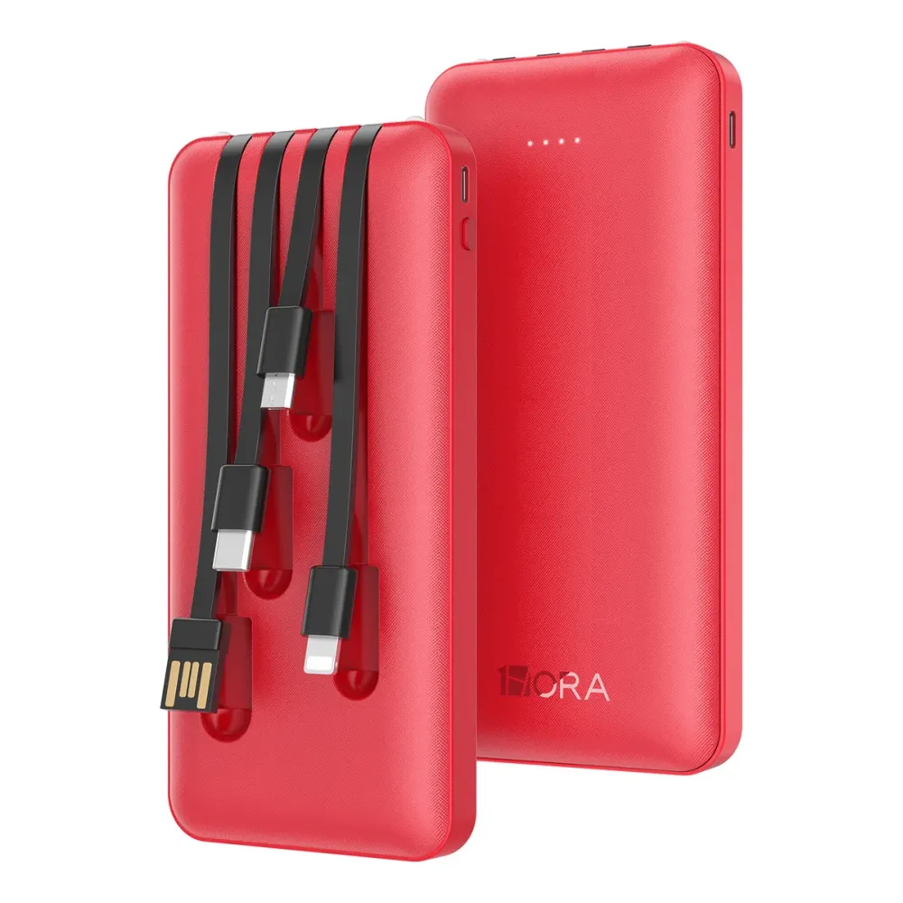 Power Bank Batería Portátil Carga Rápida 10000mah 1hora Negro Con 4 Cables Micro Usb / V8 Ip Tipo C