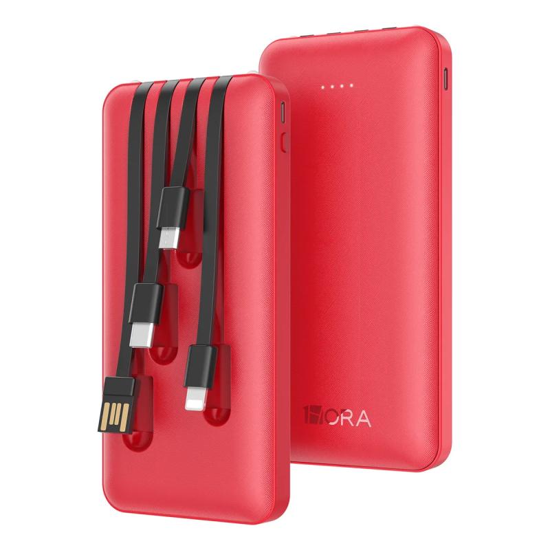 Power Bank Batería Portátil Carga Rápida 10000mah 1hora Negro Con 4 Cables Micro Usb / V8 Ip Tipo C