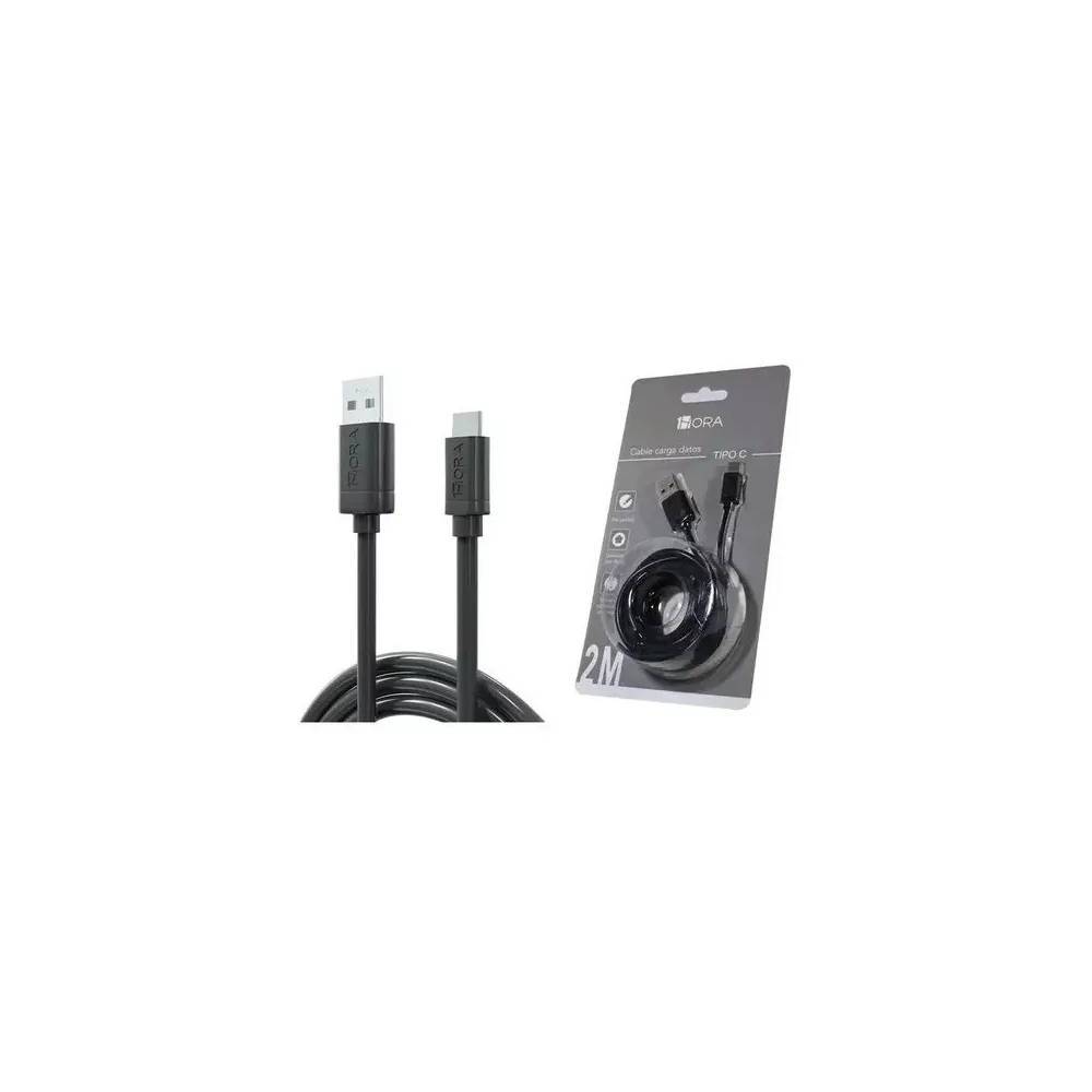 Cable Usb 1hora Cab185 Negro Con Entrada Usb Tipo C