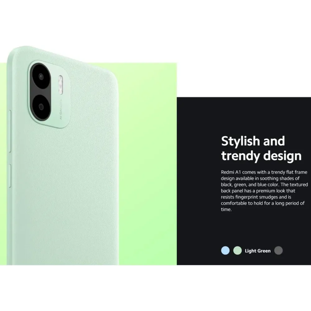 Xiaomi Redmi - Teléfono celular A1 desbloqueado de 4G Volte, 2 GB RAM + 32 GB ROM, visualización de 6.5 pulgadas, cámara de 8