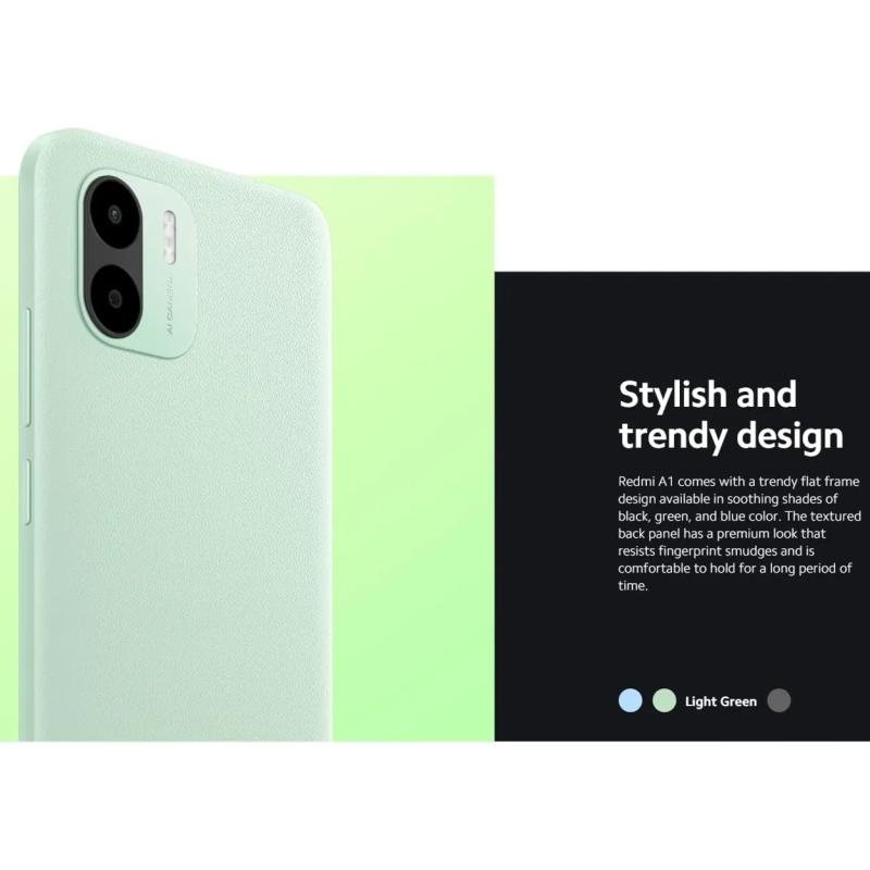 Xiaomi Redmi - Teléfono celular A1 desbloqueado de 4G Volte, 2 GB RAM + 32 GB ROM, visualización de 6.5 pulgadas, cámara de 8