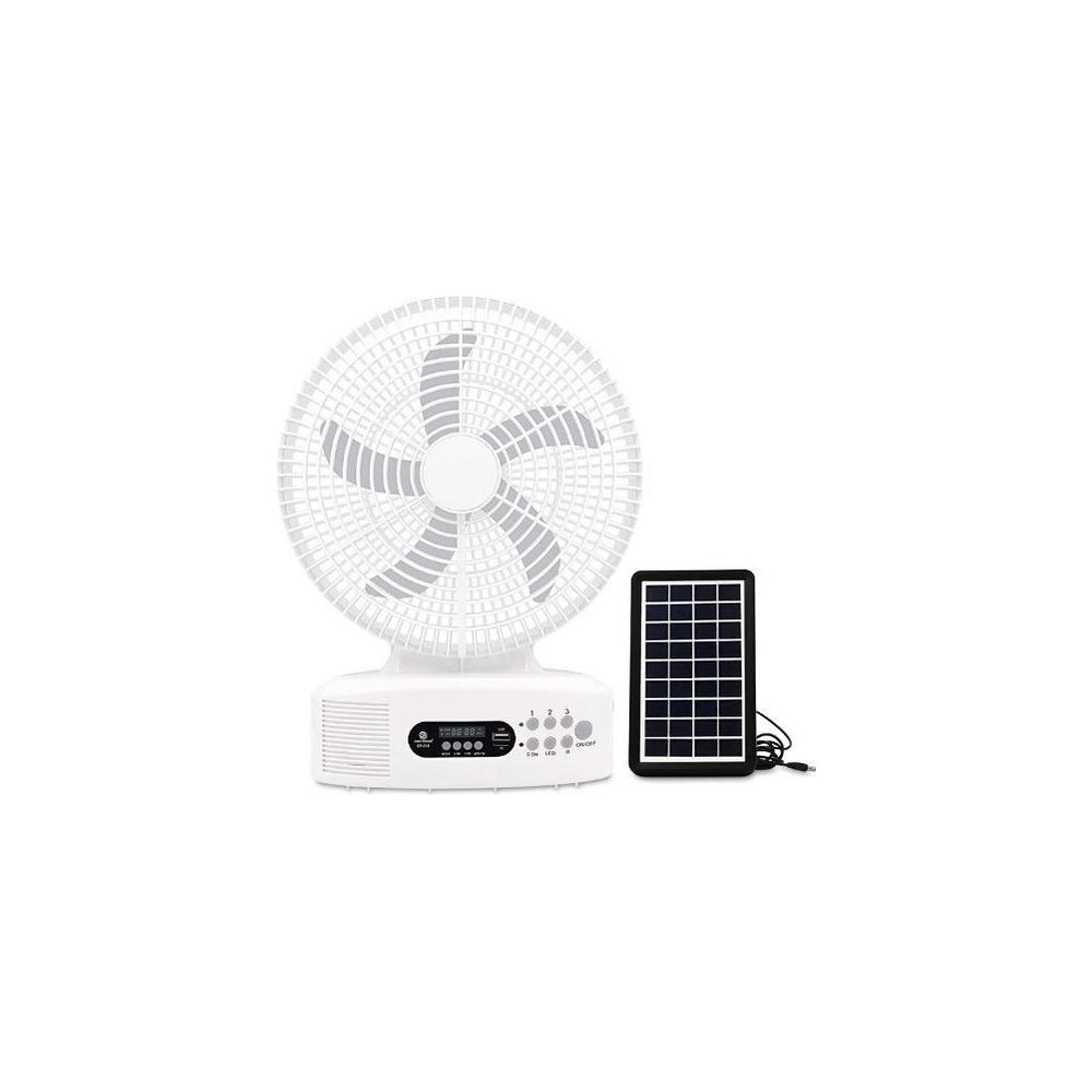 Ventilador Solar De Mesa 12 De 3 Velocidades Con Bocina 