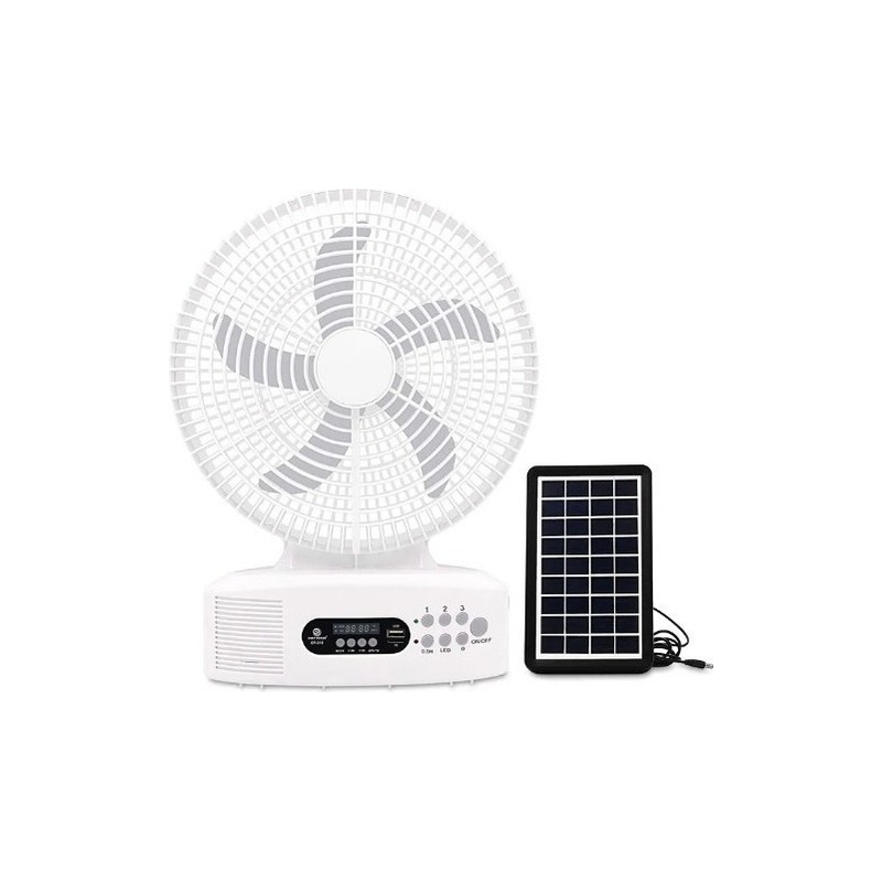 Ventilador Solar De Mesa 12 De 3 Velocidades Con Bocina 