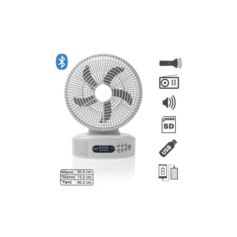 Ventilador Solar De Mesa 12 De 3 Velocidades Con Bocina 