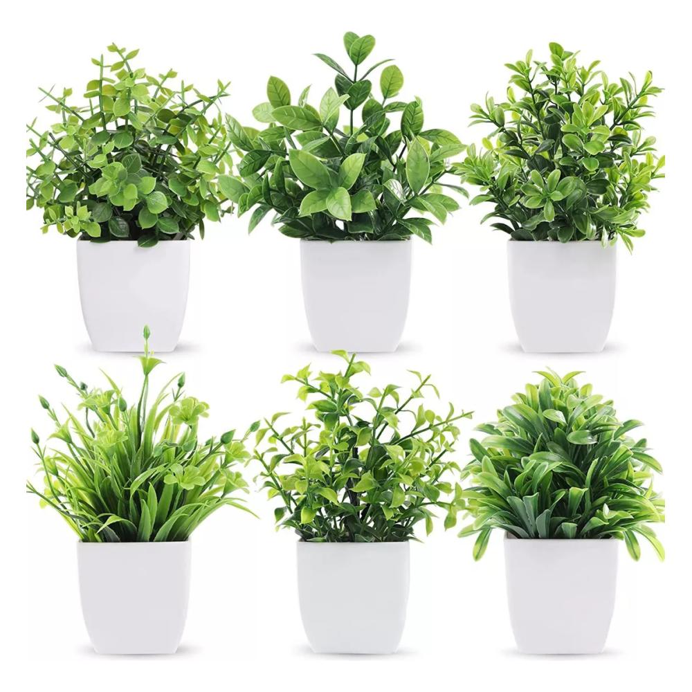 6piezas Plantas Artificiale Macetas Decorativas Bonsai Hogar