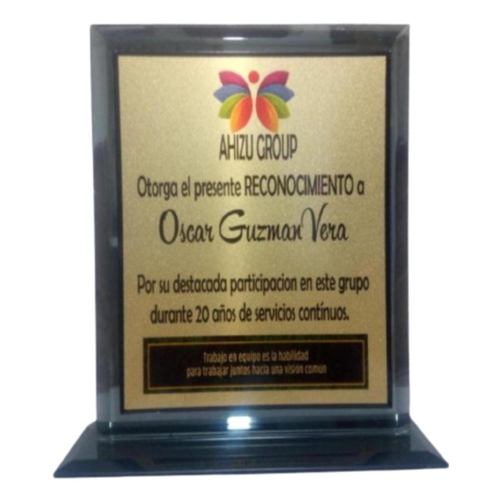 Reconocimiento Impreso Urgente Vidrio 10mm Placa Sublimada