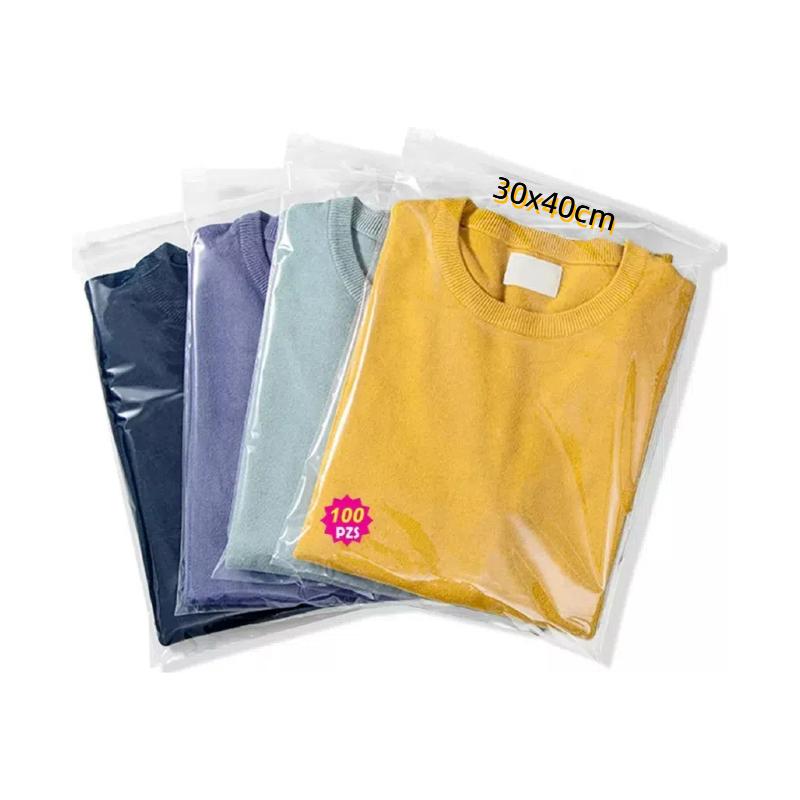 100 Bolsas Transparentes Con Cierre Resellables Para Ropa