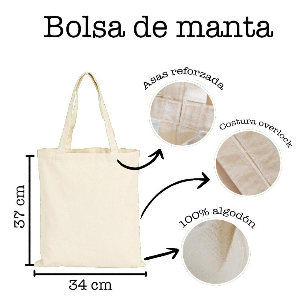 Bolsa Tote Bag Manta Cruda 37 X 34 Personalizada Fotos