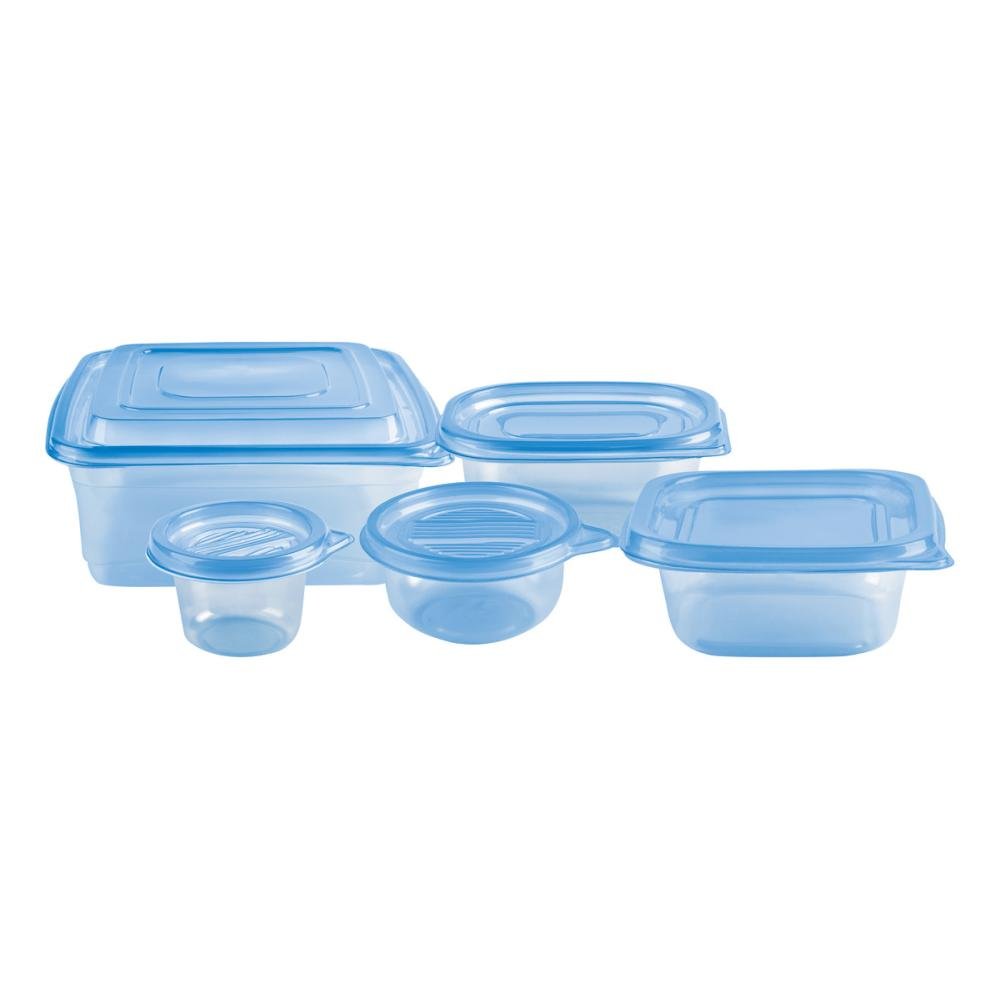 21 Contenedores De Plástico Toppers Styrka 42 Color Azul claro