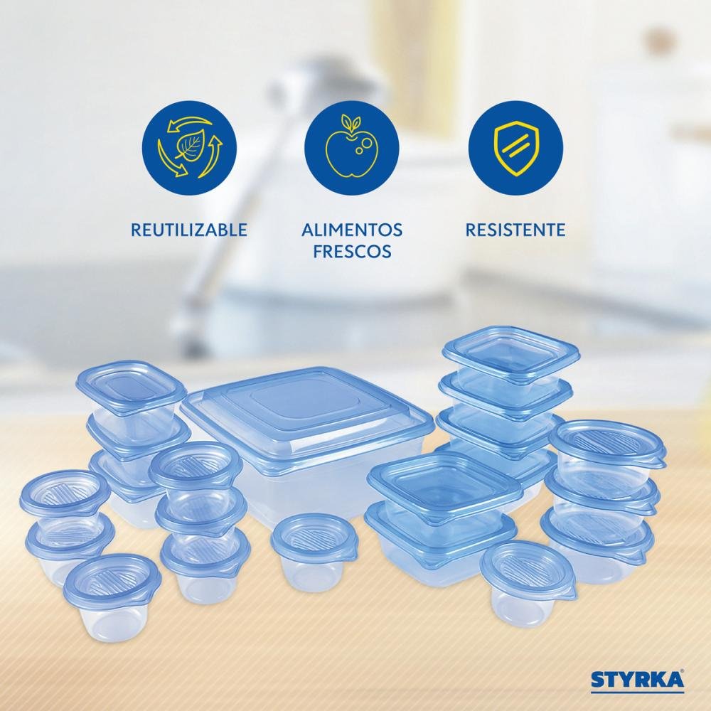 21 Contenedores De Plástico Toppers Styrka 42 Color Azul claro