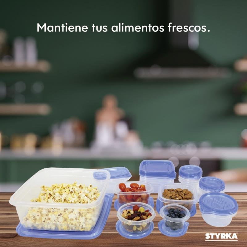 21 Contenedores De Plástico Toppers Styrka 42 Color Azul claro