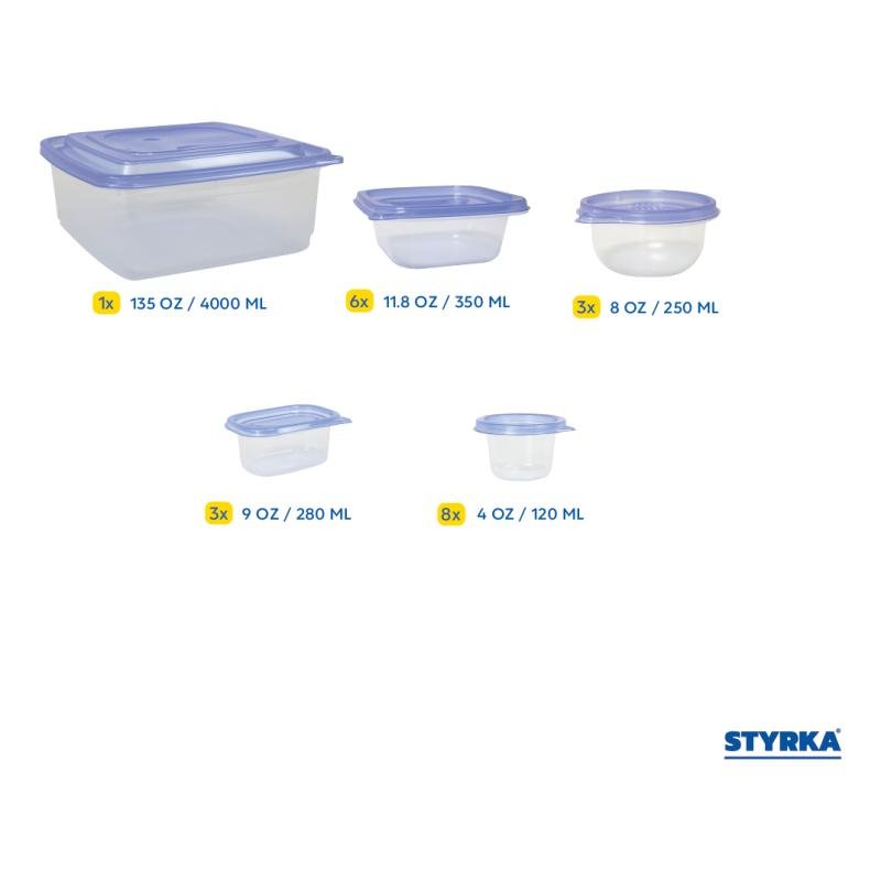 21 Contenedores De Plástico Toppers Styrka 42 Color Azul claro