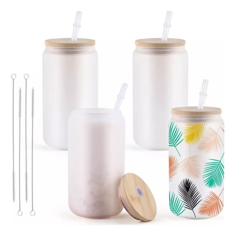 Vidrio Esmerilado De Sublimación Térmica 16 Oz 4pcs