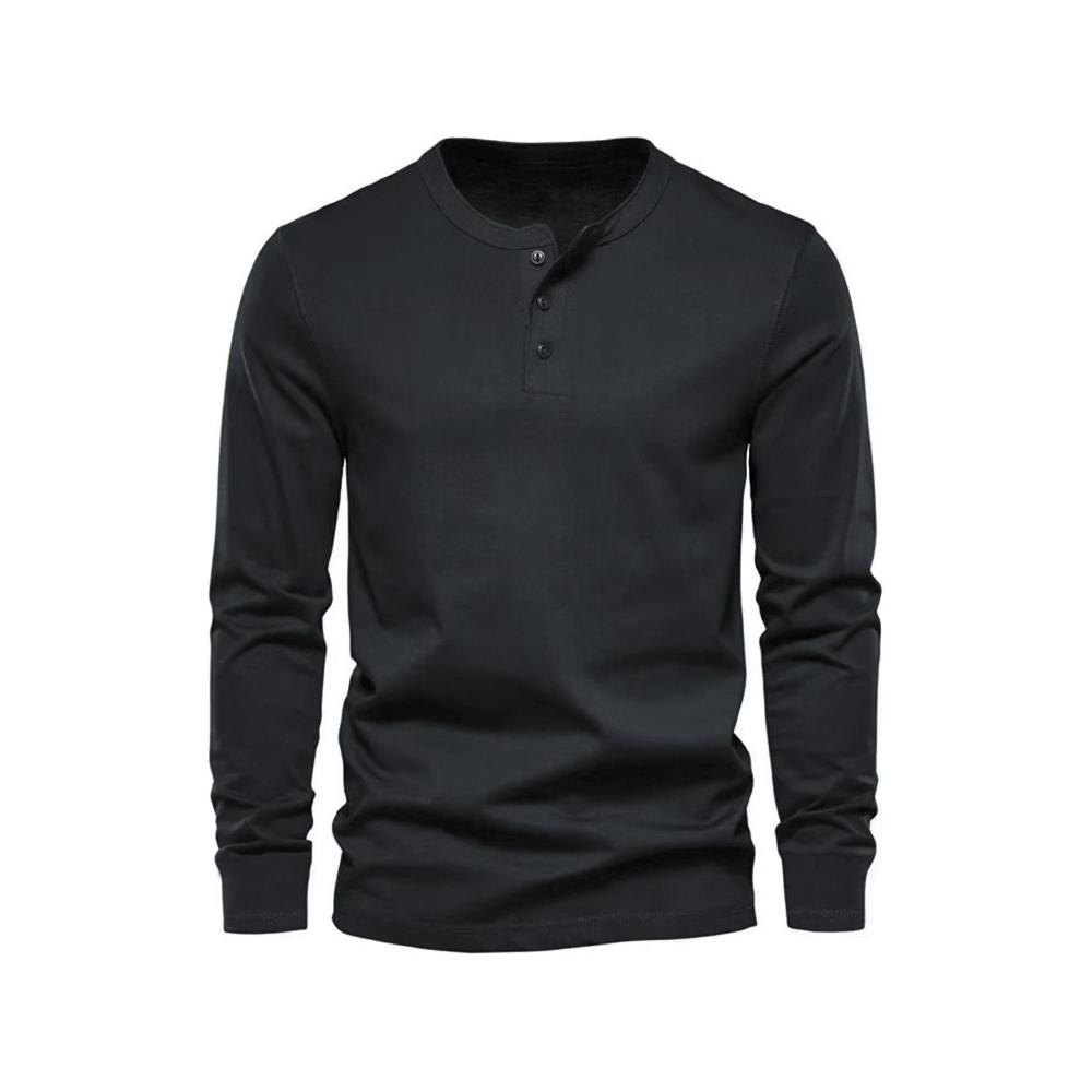 Playera Manga Larga Para Hombre Cuello De Henley Casual