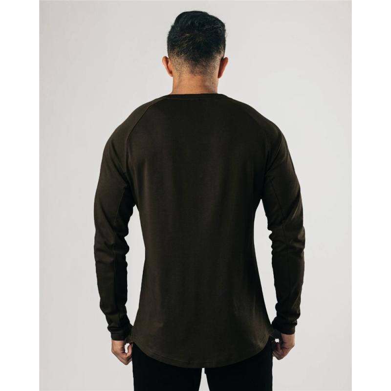 Playera Manga Larga Para Hombre Cuello De Henley Casual