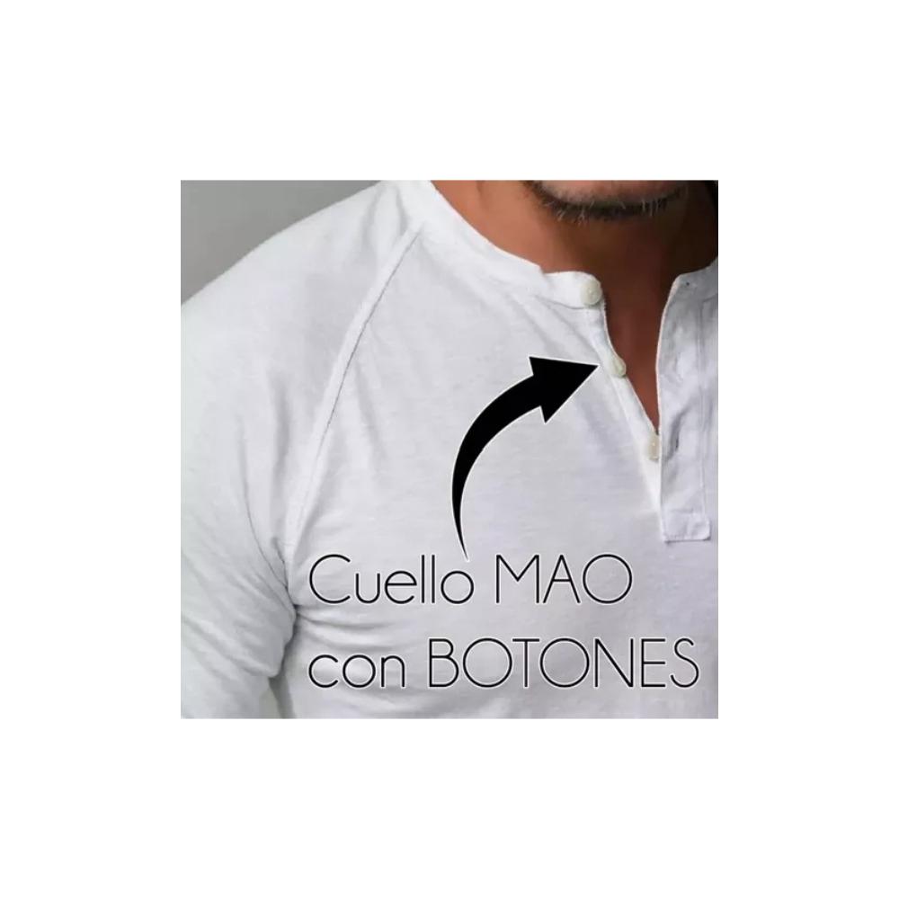 Playera Manga Larga Para Hombre Cuello De Henley Casual