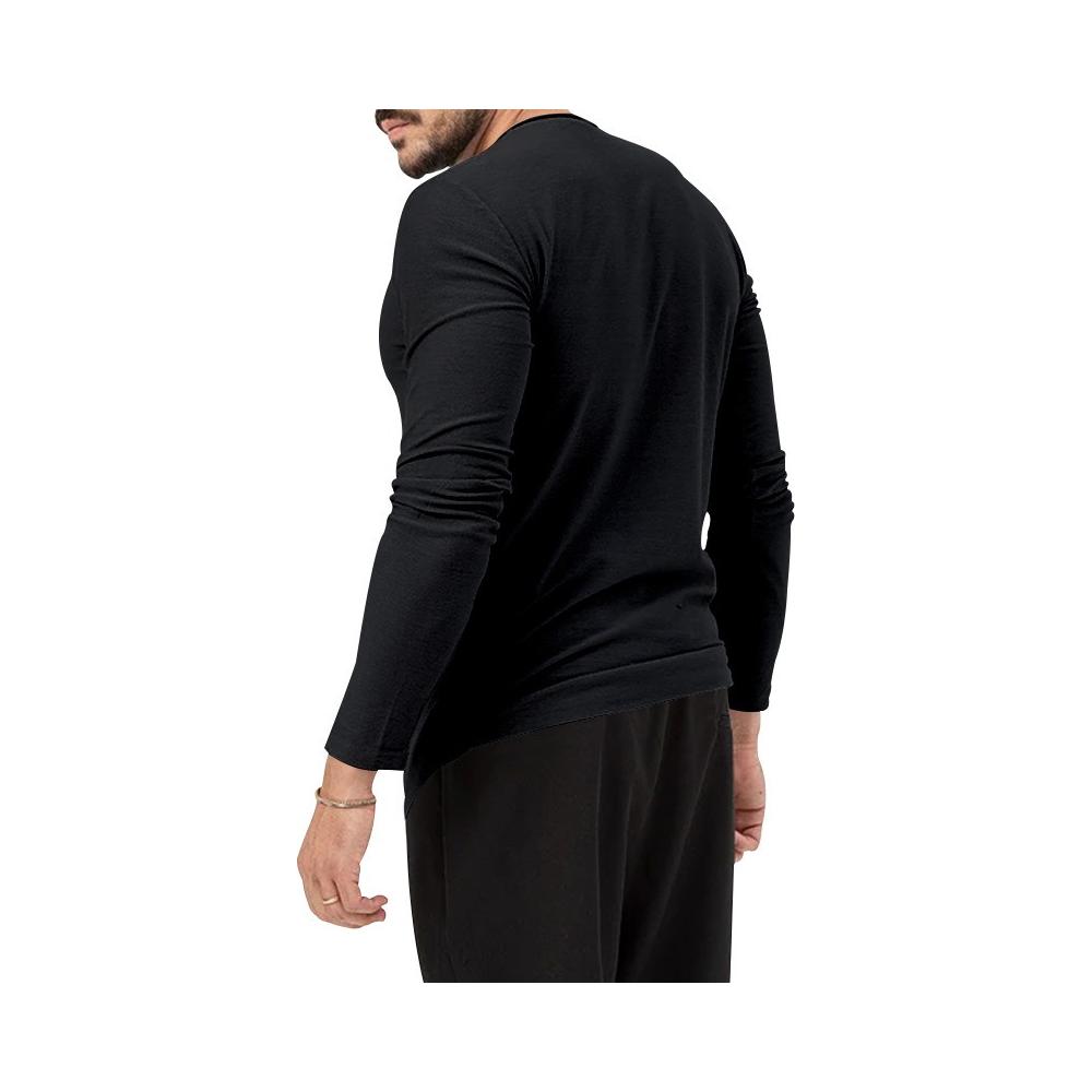 Playera Manga Larga Para Hombre Cuello De Henley Casual
