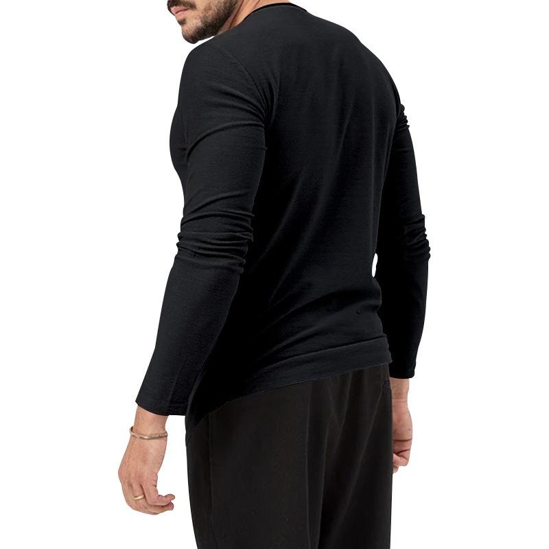 Playera Manga Larga Para Hombre Cuello De Henley Casual