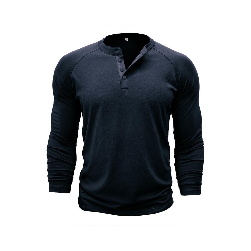 Playera Manga Larga Para Hombre Cuello De Henley Casual