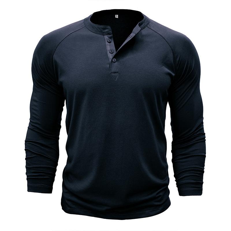 Playera Manga Larga Para Hombre Cuello De Henley Casual