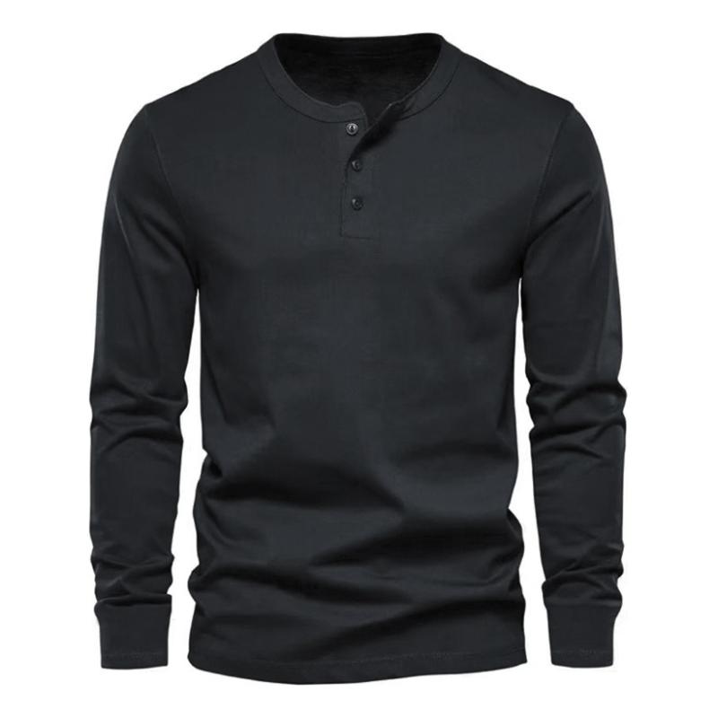 Playera Manga Larga Para Hombre Cuello De Henley Casual