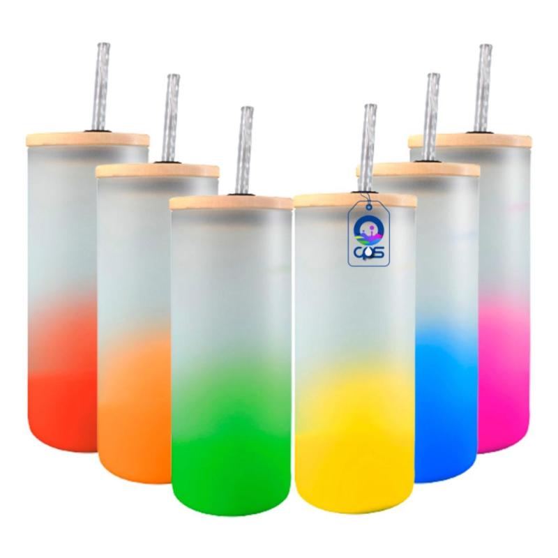 3 Pz Vaso Vidrio Skinny Tapa Bambu Sublimacion Color Make Color Negro | Envío gratis