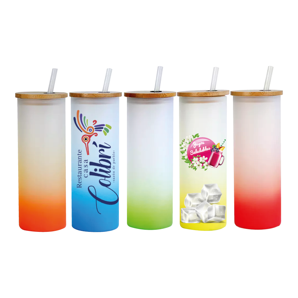 3 Pz Vaso Vidrio Skinny Tapa Bambu Sublimacion Color Make Color Negro | Envío gratis