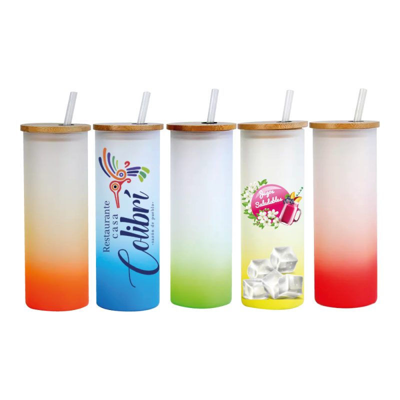3 Pz Vaso Vidrio Skinny Tapa Bambu Sublimacion Color Make Color Negro | Envío gratis