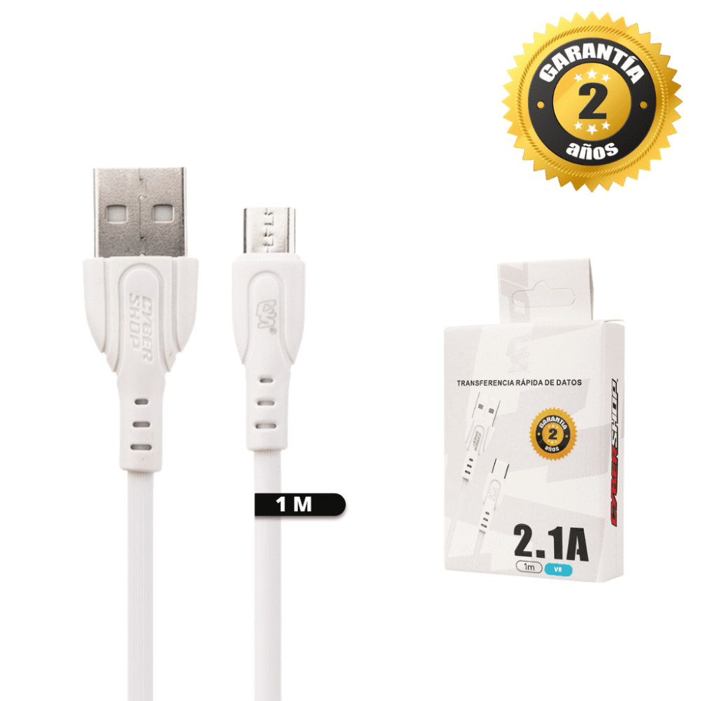 CABLE 1M CS V8 BLANCO 2.1A