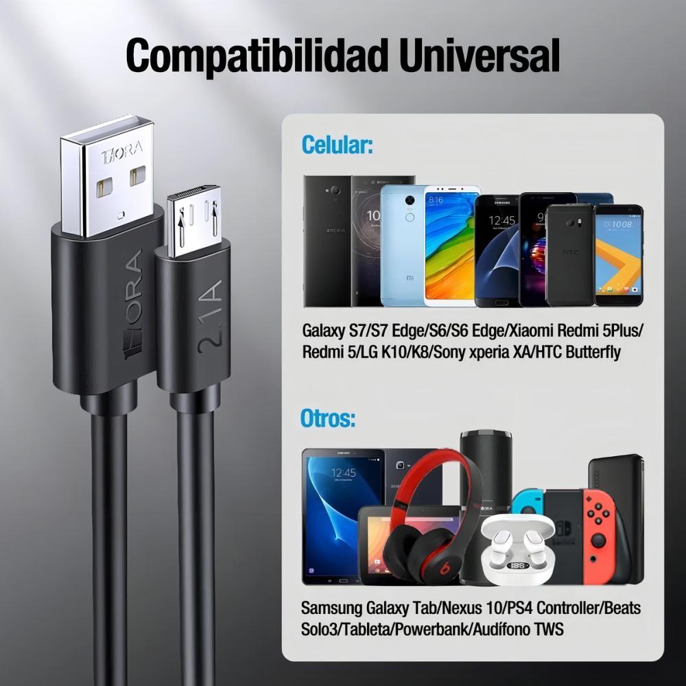 1Hora CAB236 USB Micro Usb V8 Negro