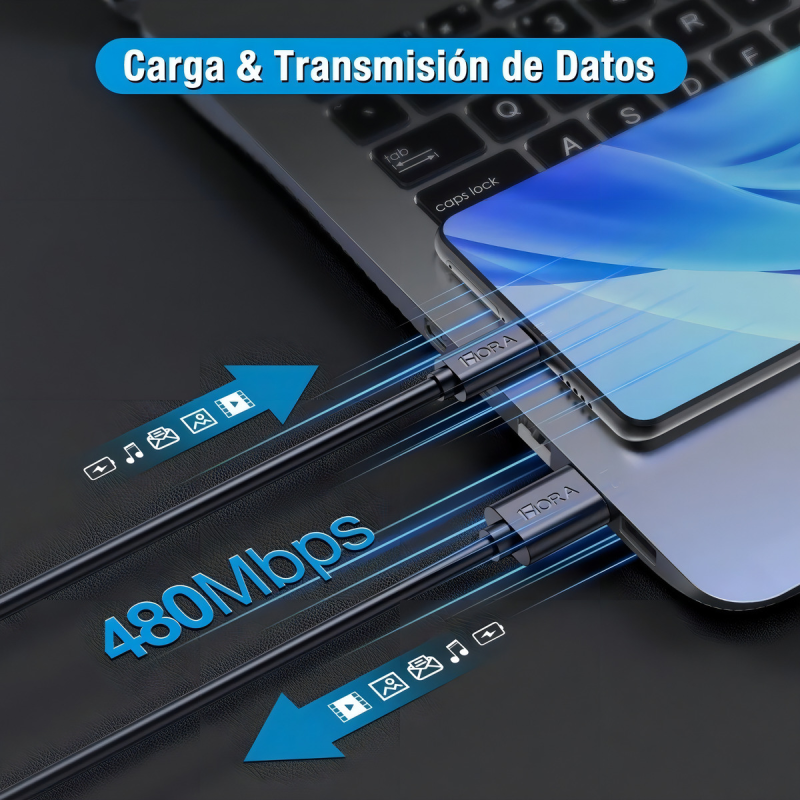 1Hora CAB236 USB Micro Usb V8 Negro