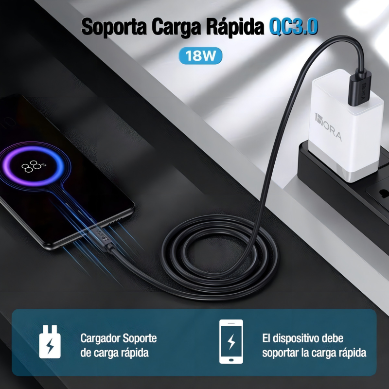 1Hora CAB236 USB Micro Usb V8 Negro