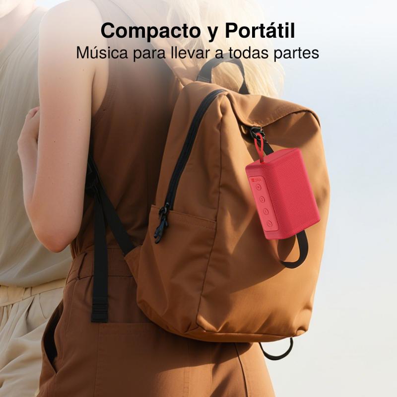 Bocina Bluetooth Portátil 1hora 7w Altavoz Pequeña Sonido Potente Portátil Reproduce Tarjeta Tf Compacta Fácil De Llevar Rojo