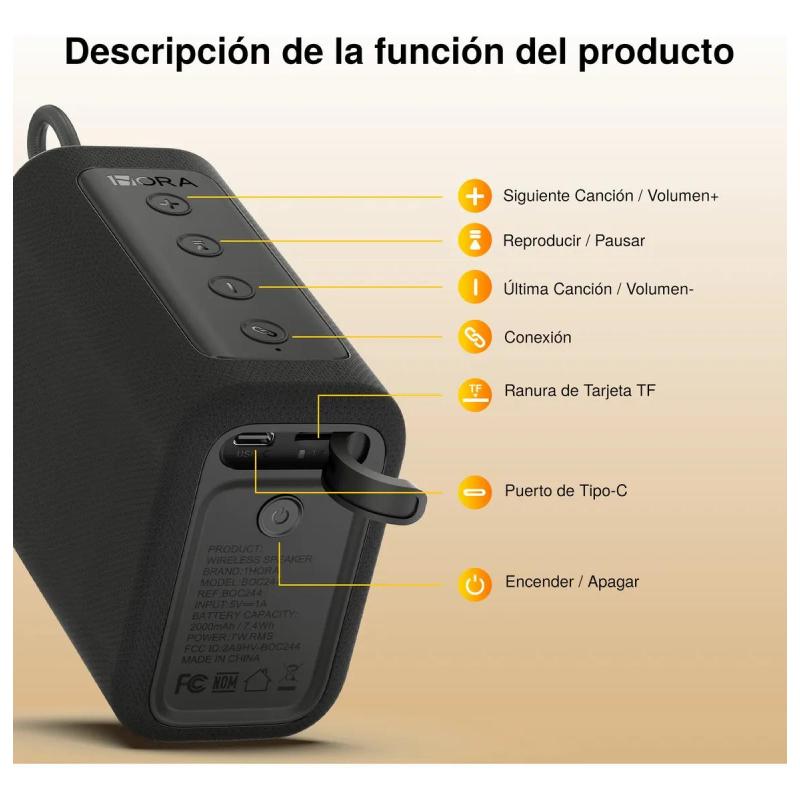 Bocina Bluetooth Portátil 1hora 7w Altavoz Pequeña Sonido Potente Portátil Reproduce Tarjeta Tf Compacta Fácil De Llevar Rojo |