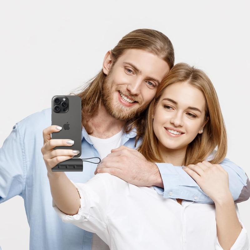 GENGXIN Mini Power Bank 4500mah, Batería Portátil Salida Tipo C y Soporte de Teléfono, Portátil para iPhone con Cable Integrado,