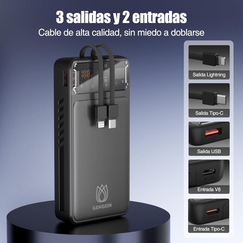 GENGXIN Power Bank 20000 mAh, Batería Portátil 22.5W con Pantalla LED Cargador Portátil, Powerbank Compatible con Teléfonos