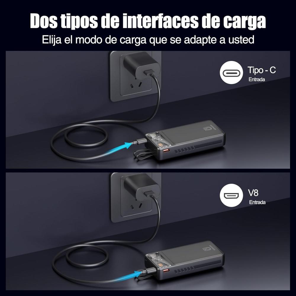 GENGXIN Power Bank 20000 mAh, Batería Portátil 22.5W con Pantalla LED Cargador Portátil, Powerbank Compatible con Teléfonos