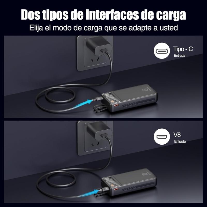 GENGXIN Power Bank 20000 mAh, Batería Portátil 22.5W con Pantalla LED Cargador Portátil, Powerbank Compatible con Teléfonos