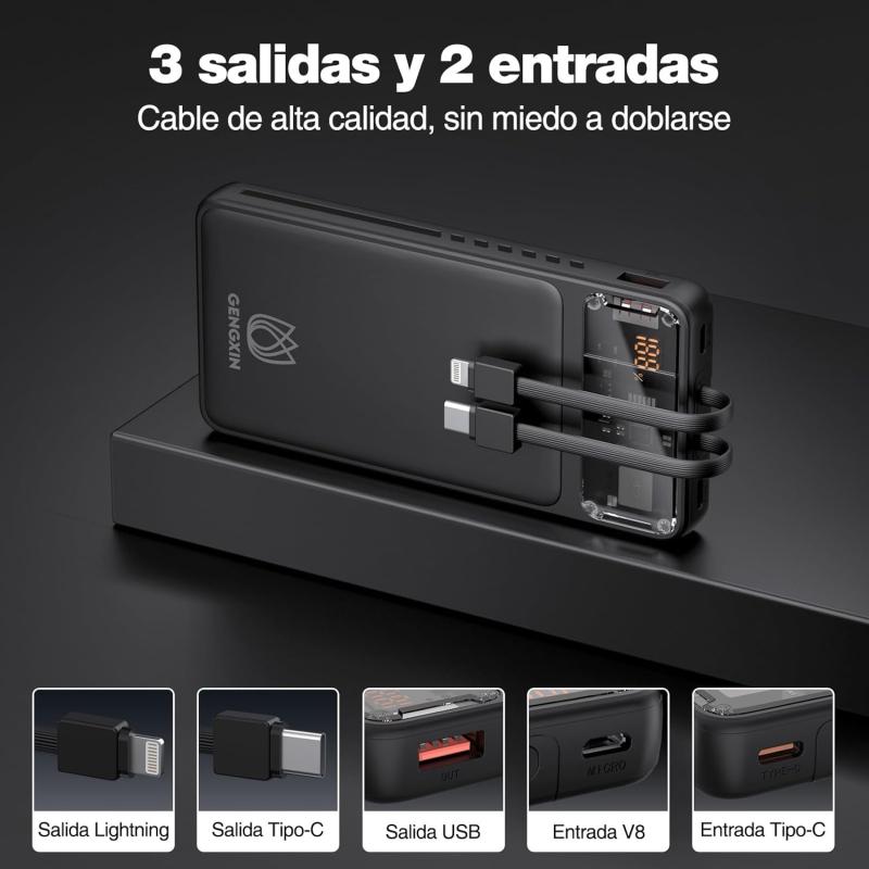 GENGXIN Power Bank 20000 mAh, Batería Portátil 22.5W con Pantalla LED Cargador Portátil, Powerbank Compatible con Teléfonos