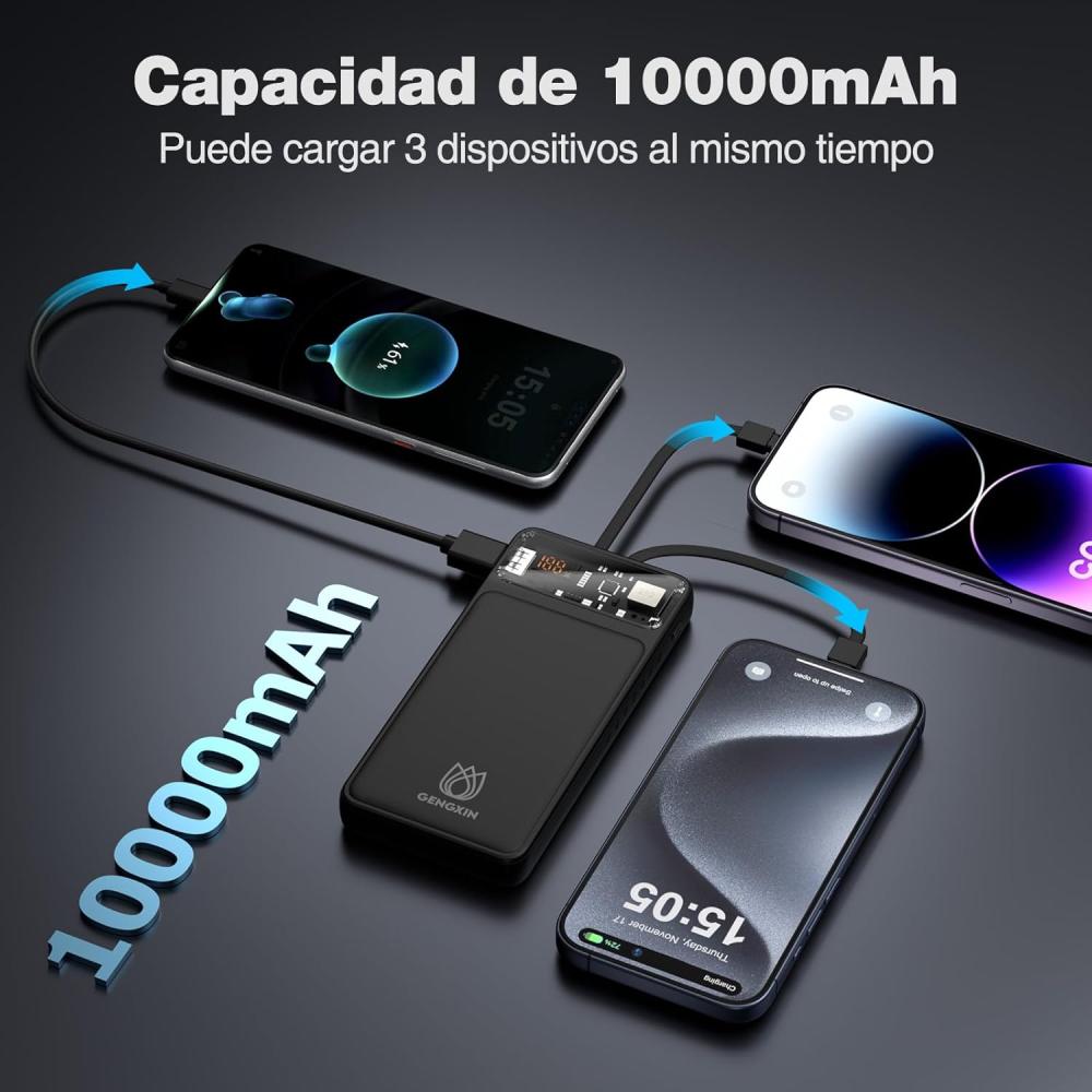 GENGXIN Power Bank 20000 mAh, Batería Portátil 22.5W con Pantalla LED Cargador Portátil, Powerbank Compatible con Teléfonos