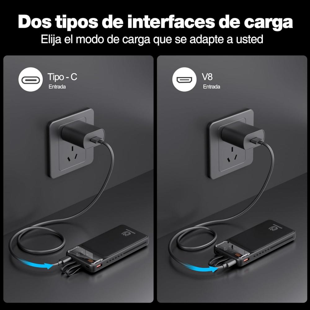 GENGXIN Power Bank 20000 mAh, Batería Portátil 22.5W con Pantalla LED Cargador Portátil, Powerbank Compatible con Teléfonos
