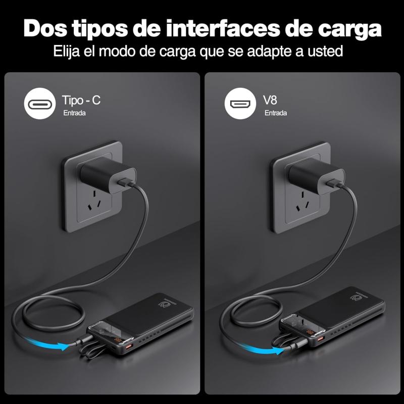GENGXIN Power Bank 20000 mAh, Batería Portátil 22.5W con Pantalla LED Cargador Portátil, Powerbank Compatible con Teléfonos