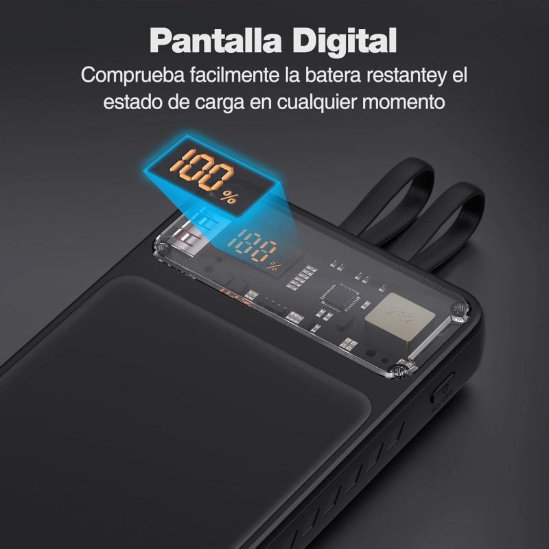 GENGXIN Power Bank 20000 mAh, Batería Portátil 22.5W con Pantalla LED Cargador Portátil, Powerbank Compatible con Teléfonos
