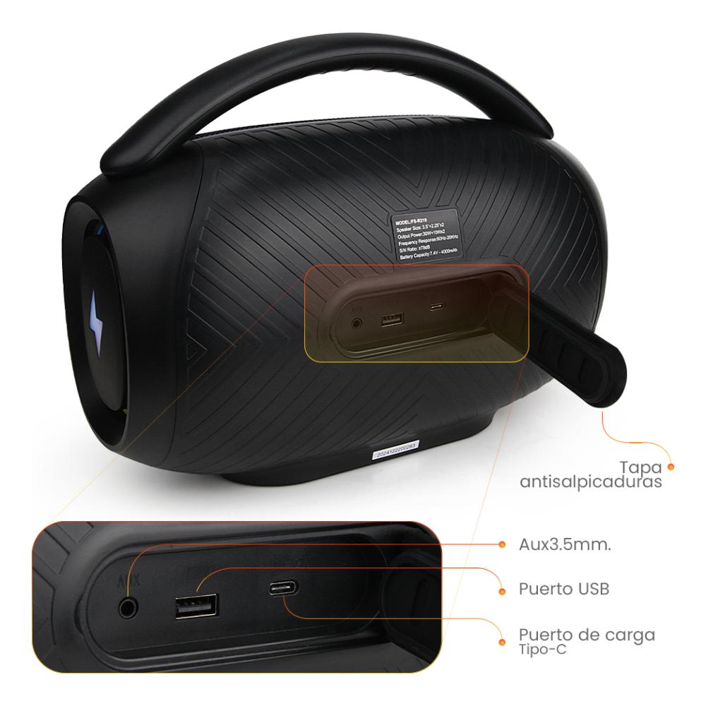 Bocina Fol Fs-r219 Bluetooth Portatil Recargable 50w Azul Azul Acero