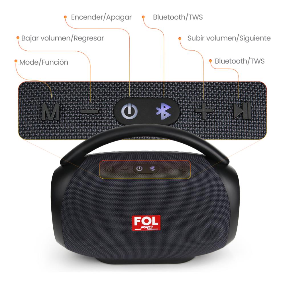Bocina Fol Fs-r219 Bluetooth Portatil Recargable 50w Azul Azul Acero