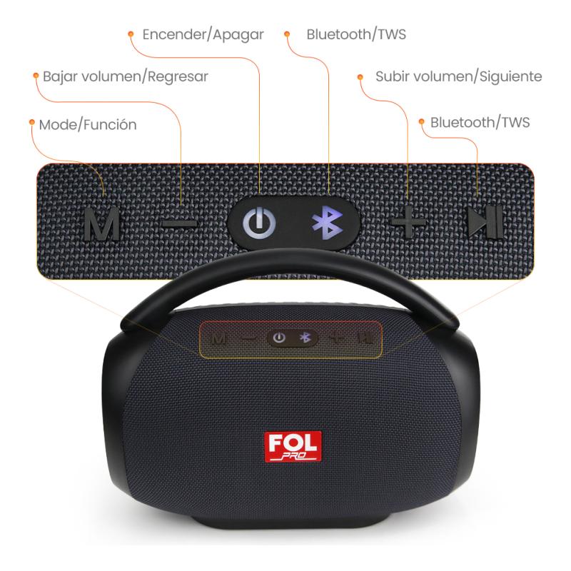 Bocina Fol Fs-r219 Bluetooth Portatil Recargable 50w Azul Azul Acero