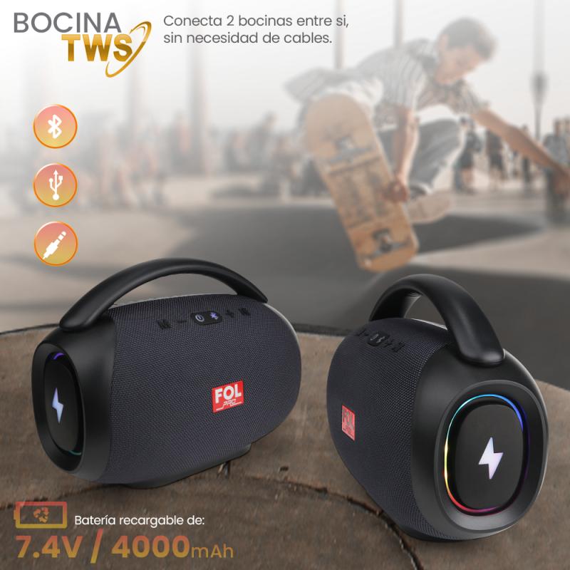 Bocina Fol Fs-r219 Bluetooth Portatil Recargable 50w Azul Azul Acero