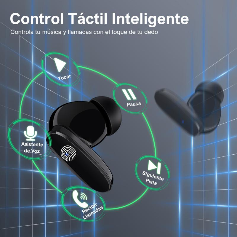 Audífonos in-ear inalámbricos 1Hora AUT205 Negro Auriculares Inalambricos Bluetooth 5.3 con Microfono